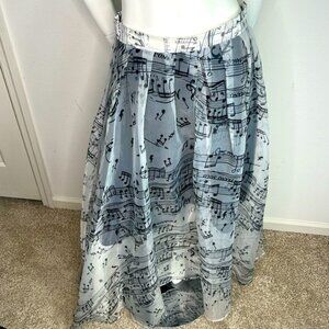 Designer Samuel Dong size Small Sheer Maxi Skirt Musical Notes High Fashion Mint